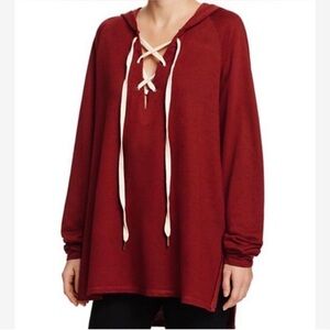 Project Social T - Women's Burgundy Lace-Up Hoodie